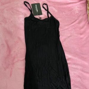 Strappy black mini dress